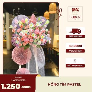 Kệ Hoa Khai Trương Hồng Tím Pastel – Tươi Tắn & Sang Trọng