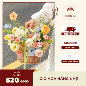 Giỏ hoa Nắng Nhẹ – Tươi tắn & rực rỡ như nụ cười đầu ngày