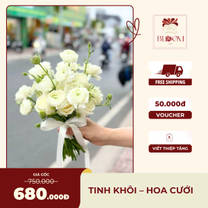 Tinh Khôi – Hoa cưới cầm tay tone trắng đơn giản & thanh lịch