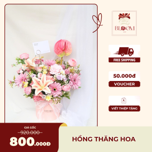 Hồng Thăng Hoa – Bình hoa chúc mừng tone pastel sang trọng