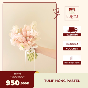 Hoa Cưới Cầm Tay Tulip Hồng Pastel – Bó Hoa Cô Dâu Nhẹ Nhàng