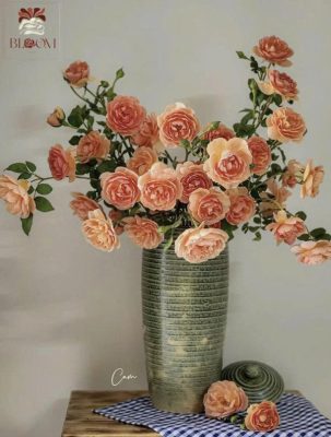 hoa để bàn ăn-hồng cam
