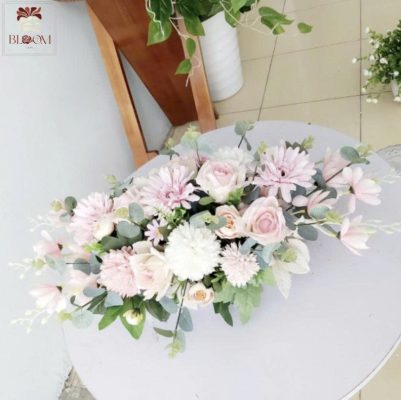 Hoa để Bàn cưới cô dâu chú rể-trắng tinh khiết